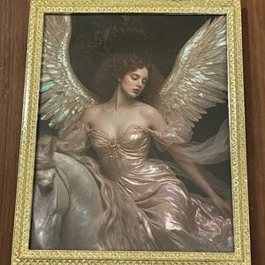 Elegant Angelic Artwork in Gold Frame